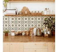 Credence Adhésif Cuisine PVC Imperméable Noir Vert - Stickers Muraux Décoratifs Salle de Bain 10 PC(20X20cm)