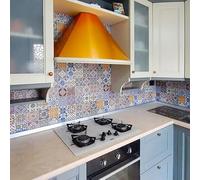 CREARREDA Crédence adhésive Cuisine PVC 190_x_60_cm Azulejos Rouleau adhesif decoratif 100% fabriqué en Italie, avec Encre Non Toxique, Ignifuge et résistant à l'eau