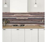 CREARREDA Crédence adhésive Cuisine PVC 260_x_60_cm Bois Sombre Rouleau adhesif decoratif 100% fabriqué en Italie, avec Encre Non Toxique, Ignifuge et résistant à l'eau