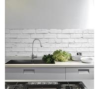 CREARREDA Crédence adhésive Cuisine PVC 260_x_60_cm Pierres Blanches Rouleau adhesif decoratif 100% fabriqué en Italie, avec Encre Non Toxique, Ignifuge et résistant à l'eau