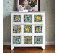 Credence Adhesive pour Cuisine 10X10 Soleil Doré Bleu Stickers Cuisine Stickers Muraux Cuisine Carrelage Adhesif Mural Stickers Salle de Bain Dalle Pvc Adhesive Murale （10 Pièces）