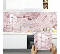 Credence Adhesive pour Cuisine 30X30 Marbre Rose Stickers Cuisine Stickers Muraux Cuisine Carrelage Adhesif Mural Stickers Salle de Bain Dalle Pvc Adhesive Murale （10 Pièces）