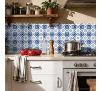 Credence Adhesive pour Cuisine Blanc Bleu Ciel Dalle Pvc Adhesive Murale Carrelage Adhesif Sol Mural Cuisine Salle de Bain Dalles Adhesives Murales Peel and Stick Tiles 15x15cm/24 Pcs