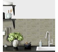 Credence Adhesive pour Cuisine Brique Verte Moutarde Carrelage Adhesif Mural Cuisine Salle de Bain Imperméables PVC Murale Bureau Décoratif Stickers Carrelage 24.6x12cm/48 Pièces