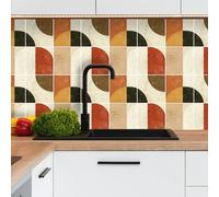 Crédence adhésive pour cuisine carreaux autocollant 20x20cm type design géométrique art abstrait lot de 24 pièces, carrelage autocollant mural salle de bain en vinyle, 100% français