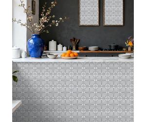 Credence Adhesive pour Cuisine Fleur Grise Claire Dalle Pvc Adhesive Murale Carrelage Adhesif Sol Mural Cuisine Salle de Bain Dalles Adhesives Murales Peel and Stick Tiles 20x20cm/24 Pcs