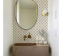 Credence Adhesive pour Cuisine Fleurs Élégantes Beige Stickers Muraux Cuisine Imperméable Stickers Carrelage Carrelage Adhesif Mural Salle de Bain Carrelage Adhesif Mural 12 Pièces/20x20cm