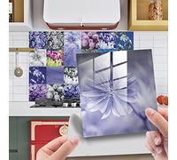 Credence Adhesive Pour Cuisine Fleurs Violet Clair Stickers Cuisine Auto-Adhésif PVC Stickers Muraux Cuisine Étanche Stickers Carrelage Cuisine Adhesive Sticker Salle de Bain24 Pièces(10X10cm)