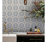 Credence Adhesive pour Cuisine Gris Beige Rétro Carrelage Adhesif Mural Cuisine Salle de Bain Meuble Décor Dalle pvc Adhesive Sol Imperméable Stickers Carrelage 20x20cm/10 pièces