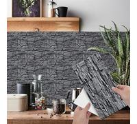 Credence Adhesive Pour Cuisine Gris Foncé Stickers Cuisine Auto-Adhésif PVC Stickers Muraux Cuisine Étanche Stickers Carrelage Cuisine Adhesive Sticker Salle de Bain14 PC(14x28cm)