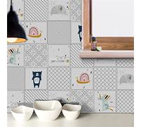 Credence Adhesive pour Cuisine Licorne Éléphant Enfant Stickers Muraux PVC Stickers Cuisine Stickers Muraux Cuisine Étanche Deco Cuisine Carrelage Adhesif Mural Salle de Bain 20x20x10pcs
