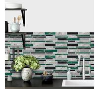 Credence Adhesive pour Cuisine Marbre Or Gris Carrelage Adhesif Mural Cuisine Salle de Bain Imperméables PVC Murale Bureau Décoratif Stickers Carrelage 24.6x12cm/48 Pièces