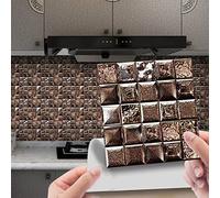 Credence Adhesive Pour Cuisine Mosaïque Couleur Café Stickers Cuisine Auto-Adhésif PVC Stickers Muraux Cuisine Étanche Stickers Carrelage Cuisine Adhesive Sticker Salle de Bain10 Pièces(20X20cm)