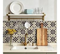 Credence Adhesive pour Cuisine Noir Vert Olive Dalle Pvc Adhesive Murale Carrelage Adhesif Sol Mural Cuisine Salle de Bain Dalles Adhesives Murales Peel and Stick Tiles 10x10cm/48 Pcs