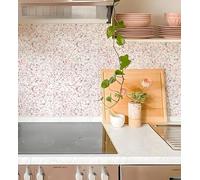 Credence Adhesive Pour Cuisine Terrazzo Rose Carrelage Adhesif Mural Cuisine,Pvc Imperméable Stickers Carrelage Salle De Bain,Stickers Muraux Cuisine Auto-Adhésif 20 Pièces(20x20cm)