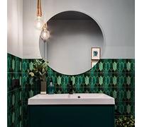 Credence Adhesive pour Cuisine Vert Hexagone Stickers Cuisine PVC Imperméable Carrelage Adhesif Mural Auto-Adhésif Stickers Muraux Salle de Bain 20x20cm/10 Pcs