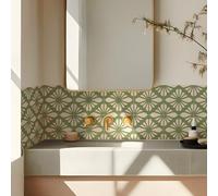 Credence Adhesive pour Cuisine Vert Olive Beige Carrelage Adhesif Mural Salle de Bain Imperméable Vinyle Stickers Muraux Cuisine Décoration Stickers Carrelage 20 Pièces/20x20cm