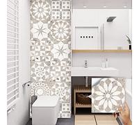 Credence Adhesive pour Cuisine Vintage Beige Brun Stickers Muraux Cuisine Imperméable Carrelage Adhesif Mural Salle de Bain Maison Décoration Stickers Carrelage 10 Pièces/20x20cm
