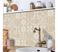 Credence Adhesive pour Cuisine Vintage Kaki Beige Stickers Muraux Cuisine Imperméable Stickers Carrelage Carrelage Adhesif Mural Salle de Bain Carrelage Adhesif Mural 24 Pièces/10x10cm