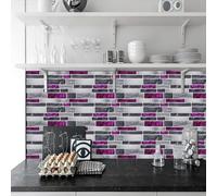 Credence Adhesive Pour Cuisine Violet De Gemme Carrelage Adhesif Mural Cuisine,Pvc Imperméable Stickers Carrelage Salle De Bain,Stickers Muraux Cuisine Auto-Adhésif 30 PC(12x24cm)