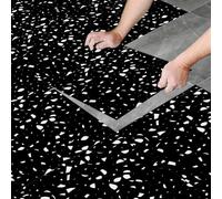 Credence Adhesive Terrazzo Noir Pvc - Carrelage Adhésif Mural Cuisine & Salle De Bain, Stickers Auto-Adhésifs Imperméables Pour Mur, Stickers Carrelage 8 PC(30x30cm)