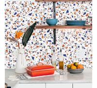 Crédence Adhésive Terrazzo Orange Bleu 300 x 40 cm