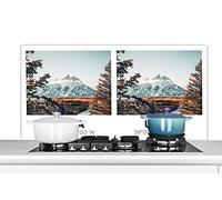 Credence Amérique - Montagnes Rocheuses - Arbres Fond de hotte 120x60 cm Credence aluminium Plaque inox de cuisine