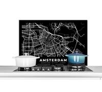 Credence Amsterdam - Carte - Noir Fond de hotte 80x55 cm Credence aluminium Plaque inox de cuisine