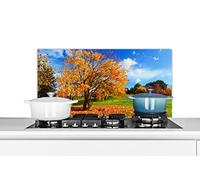 Credence Arbre - Feuilles - Automne - Saisons Fond de hotte 90x45 cm Credence aluminium Plaque inox de cuisine