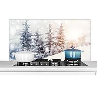 Credence Arbre - Neige - Hiver Fond de hotte 120x60 cm Credence aluminium Plaque inox de cuisine