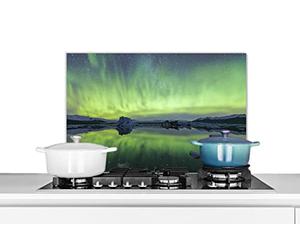 Credence Aurores boréales - Vert - Réflexion Fond de hotte 60x40 cm Credence aluminium Plaque inox de cuisine