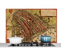 Credence Carte - Amsterdam - Vintage Fond de hotte 120x80 cm Credence aluminium Plaque inox de cuisine