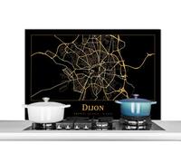Credence Carte - Dijon - Or - Noir Fond de hotte 100x65 cm Credence aluminium Plaque inox de cuisine