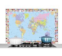 Credence Carte du monde - Drapeau - Atlas Fond de hotte 120x80 cm Credence aluminium Plaque inox de cuisine