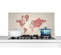 Credence Carte du monde - Lettres - Arc-en-ciel Fond de hotte 100x50 cm Credence aluminium Plaque inox de cuisine