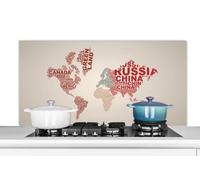 Credence Carte du monde - Lettres - Arc-en-ciel Fond de hotte 120x60 cm Credence aluminium Plaque inox de cuisine