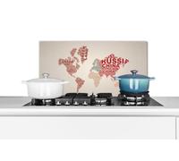 Credence Carte du monde - Lettres - Arc-en-ciel Fond de hotte 70x30 cm Credence aluminium Plaque inox de cuisine