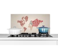 Credence Carte du monde - Lettres - Arc-en-ciel Fond de hotte 80x40 cm Credence aluminium Plaque inox de cuisine