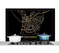 Credence Carte - Grenoble - Or - Noir Fond de hotte 120x80 cm Credence aluminium Plaque inox de cuisine