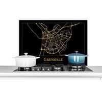 Credence Carte - Grenoble - Or - Noir Fond de hotte 80x55 cm Credence aluminium Plaque inox de cuisine