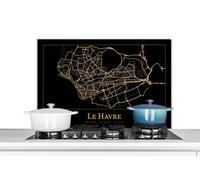 Credence Carte - Le Havre - Luxe - Or - Noir Fond de hotte 90x60 cm Credence aluminium Plaque inox de cuisine