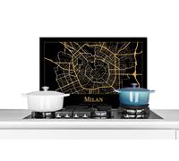 Credence Carte - Milan - Or - Noir Fond de hotte 60x40 cm Credence aluminium Plaque inox de cuisine