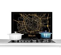 Credence Carte - Milan - Or - Noir Fond de hotte 90x60 cm Credence aluminium Plaque inox de cuisine