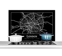 Credence Carte - Plan de ville - Londres Fond de hotte 100x65 cm Credence aluminium Plaque inox de cuisine