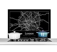 Credence Carte - Plan de ville - Londres Fond de hotte 100x65 cm Credence aluminium Plaque inox de cuisine