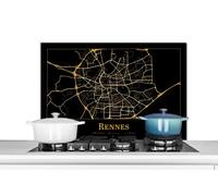 Credence Carte - Rennes - France - Or - Noir Fond de hotte 90x60 cm Credence aluminium Plaque inox de cuisine