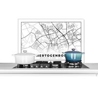 Credence Carte - 's-Hertogenbosch - Noir - Blanc Fond de hotte 90x60 cm Credence aluminium Plaque inox de cuisine