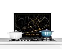 Credence Carte - Saint-Nicolas - Belgique - Or - Noir Fond de hotte 60x40 cm Credence aluminium Plaque inox de cuisine