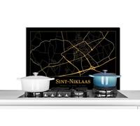 Credence Carte - Saint-Nicolas - Belgique - Or - Noir Fond de hotte 80x55 cm Credence aluminium Plaque inox de cuisine