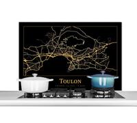 Credence Carte - Toulon - Or - Noir Fond de hotte 100x65 cm Credence aluminium Plaque inox de cuisine